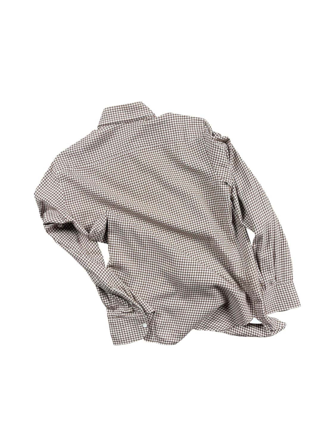 Vintage (maede in Italy) 브라운 체크 셔츠  상품이미지4