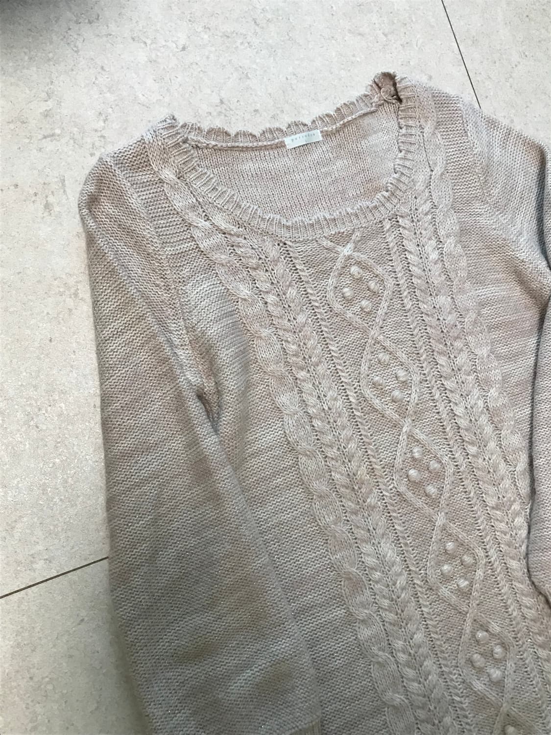 빈티지 대장 라떼갸루 모리걸 베이비핑크 꽈배기 롱니트 상품이미지2