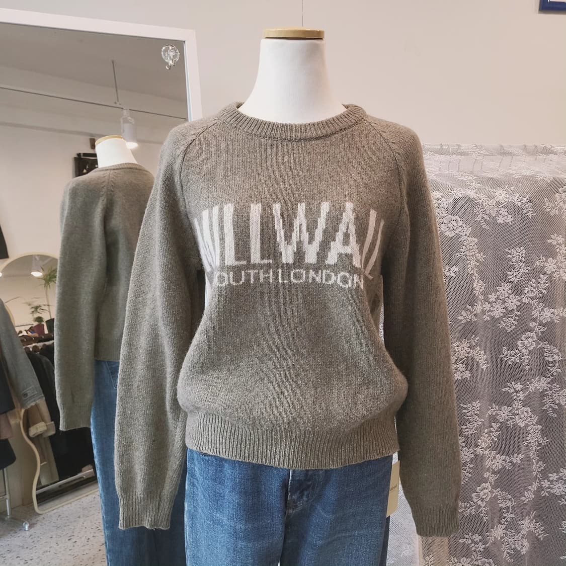 Millwall 카키그레이 레터링 울니트 상품이미지2