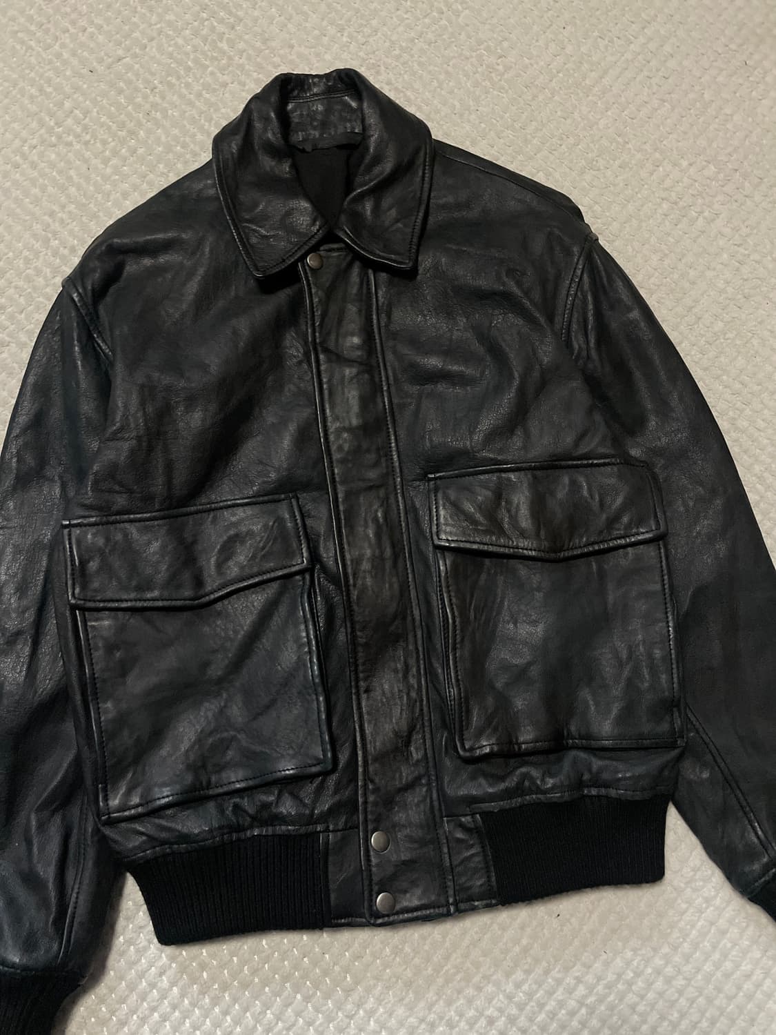 ZARA 자라 웨스턴 무드 램스킨 양가죽 A-2 레더 자켓(100~) 상품이미지5