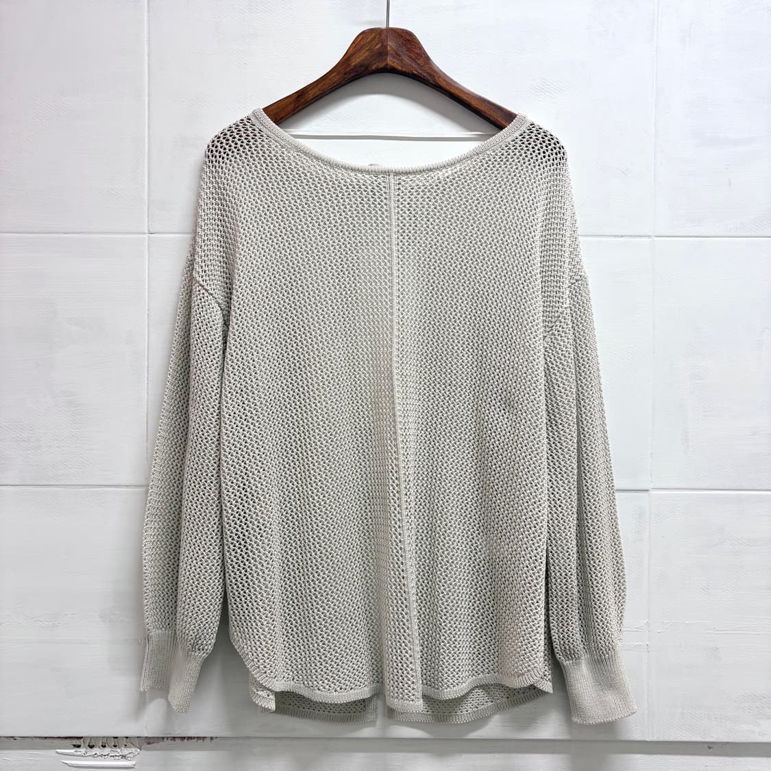 GU 오트밀 네트 리본 탑 롱슬리브 JPN 상품이미지2