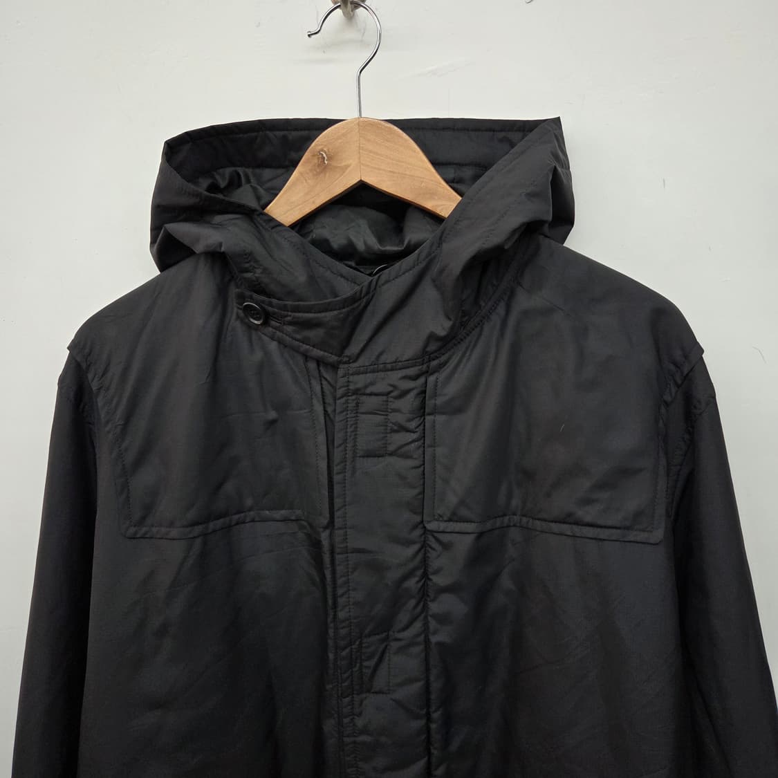 랑방 검정색 후드 롱 패딩 코트 여/L 상품이미지3