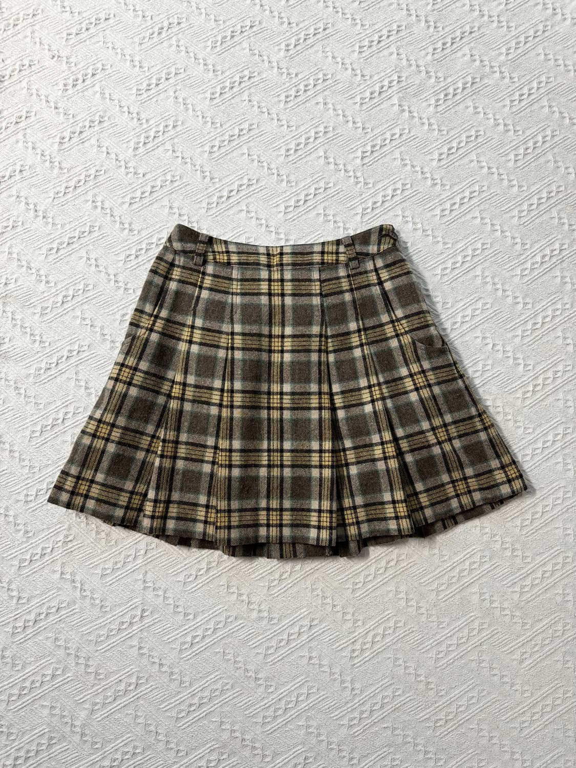 체크 패턴 플리츠 울 스커트 상품이미지3