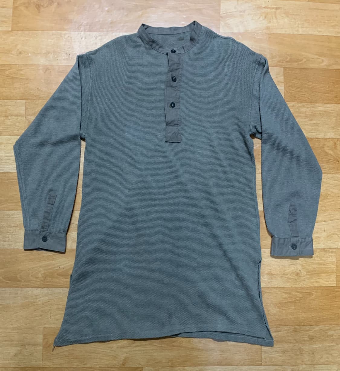 SWEDEN ARMY M-39 언더웨어 외플 헨리넥 셔츠=스웨덴 군 상품이미지4