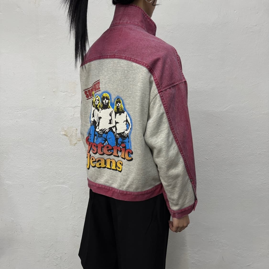 히스테릭글래머 24SS 워시드 핑크컬러 스웨트 데님 리메이크 집업 자켓 상품이미지2