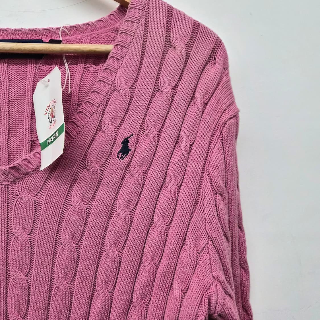 폴로 랄프로렌 핑크 브이넥 니트 여성 L 상품이미지3