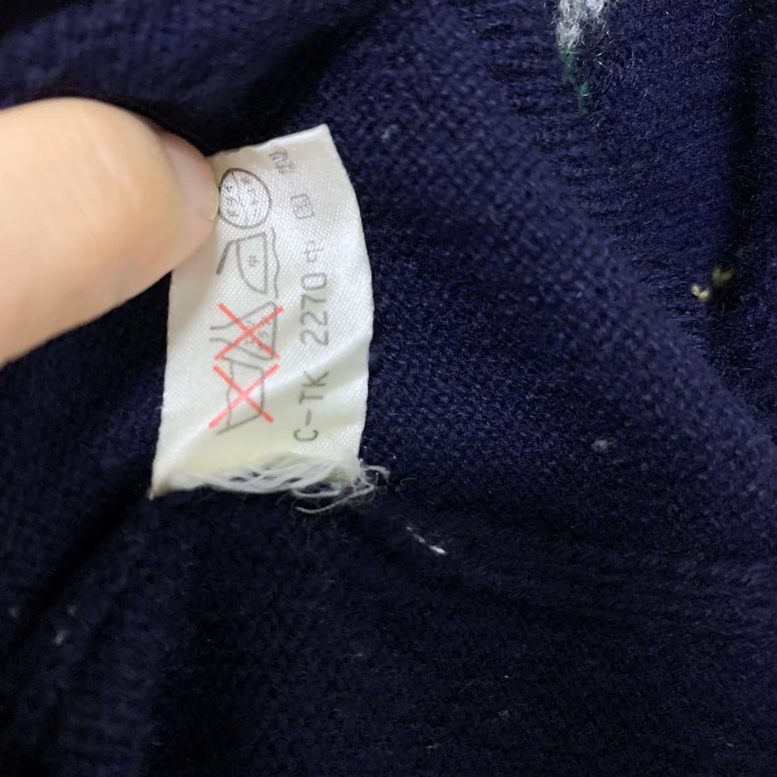 아가일 패턴 네이비 니트 스웨터 L 캐시미어 100 남성 빈티지 니트 상품이미지6