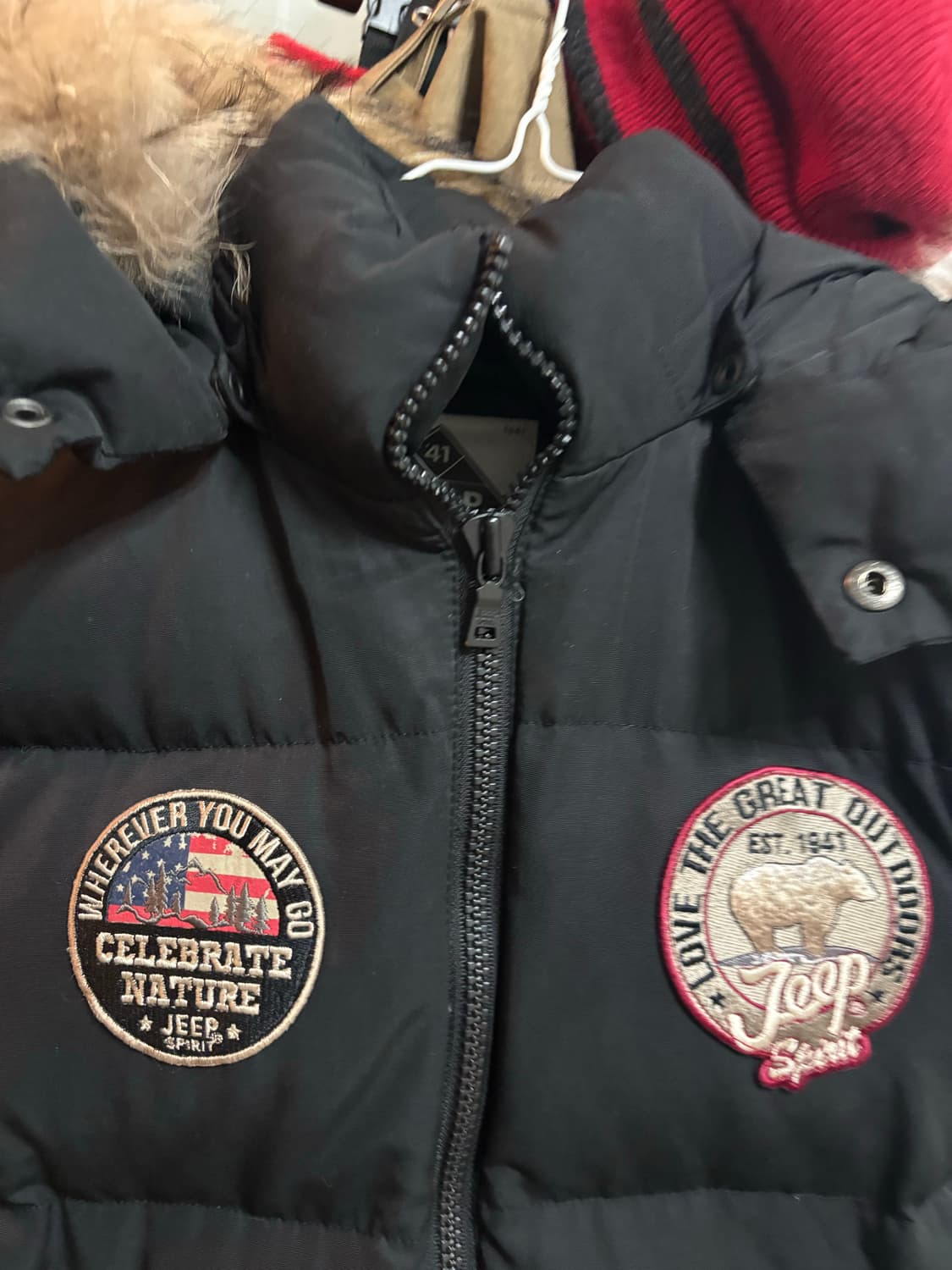 Jeep 퍼 패딩 조끼 M 블랙 상품이미지2
