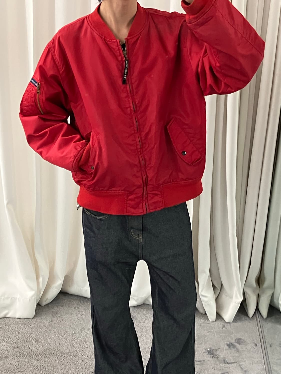 90's 폴로 랄프로렌 레드 봄버 자켓 L 상품이미지7