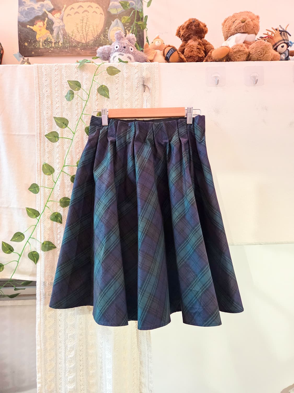 earth music 체크 미디 스커트 상품이미지1