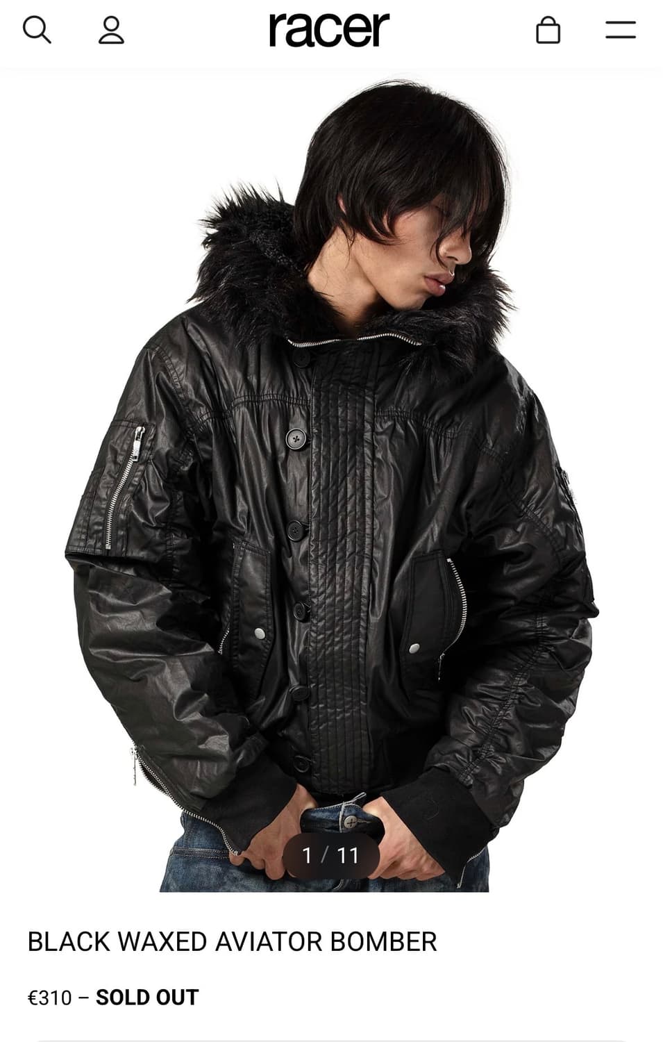 Racer worldwide 블랙 왁스 봄버 상품이미지3