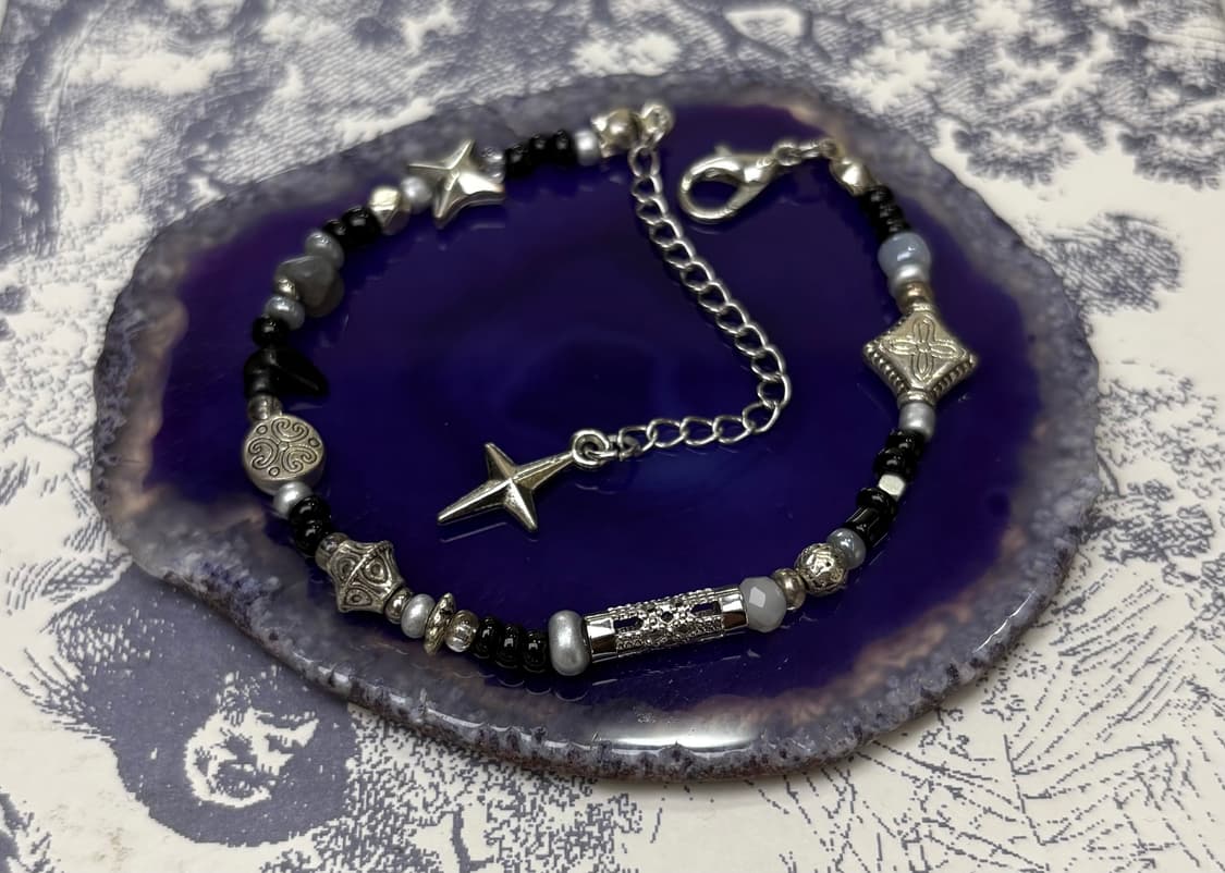 핸드메이드 비즈 팔찌 Blak/Silver 035 상품이미지7