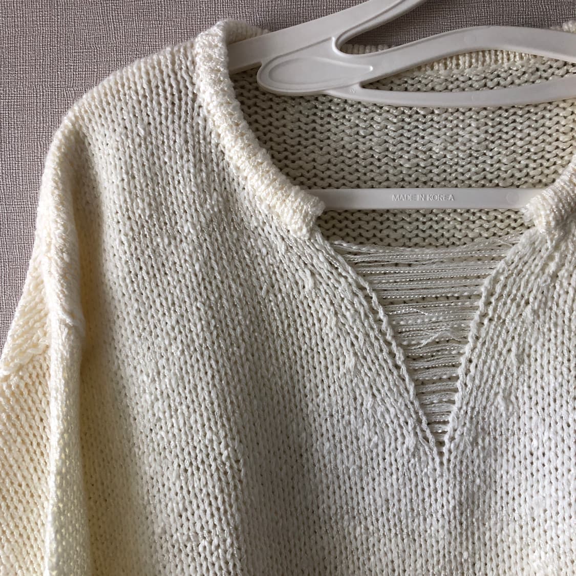 최종가) 데미지 니트 y2k 버터 레몬크림 루즈핏 유니크 스트릿 빈티지룩 상품이미지1