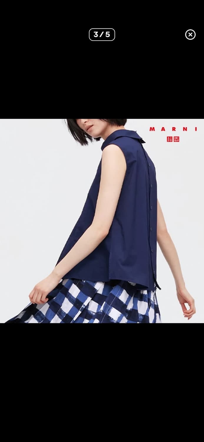 유니클로 마르니 블라우스 아이보리/네이비 S 상품이미지2