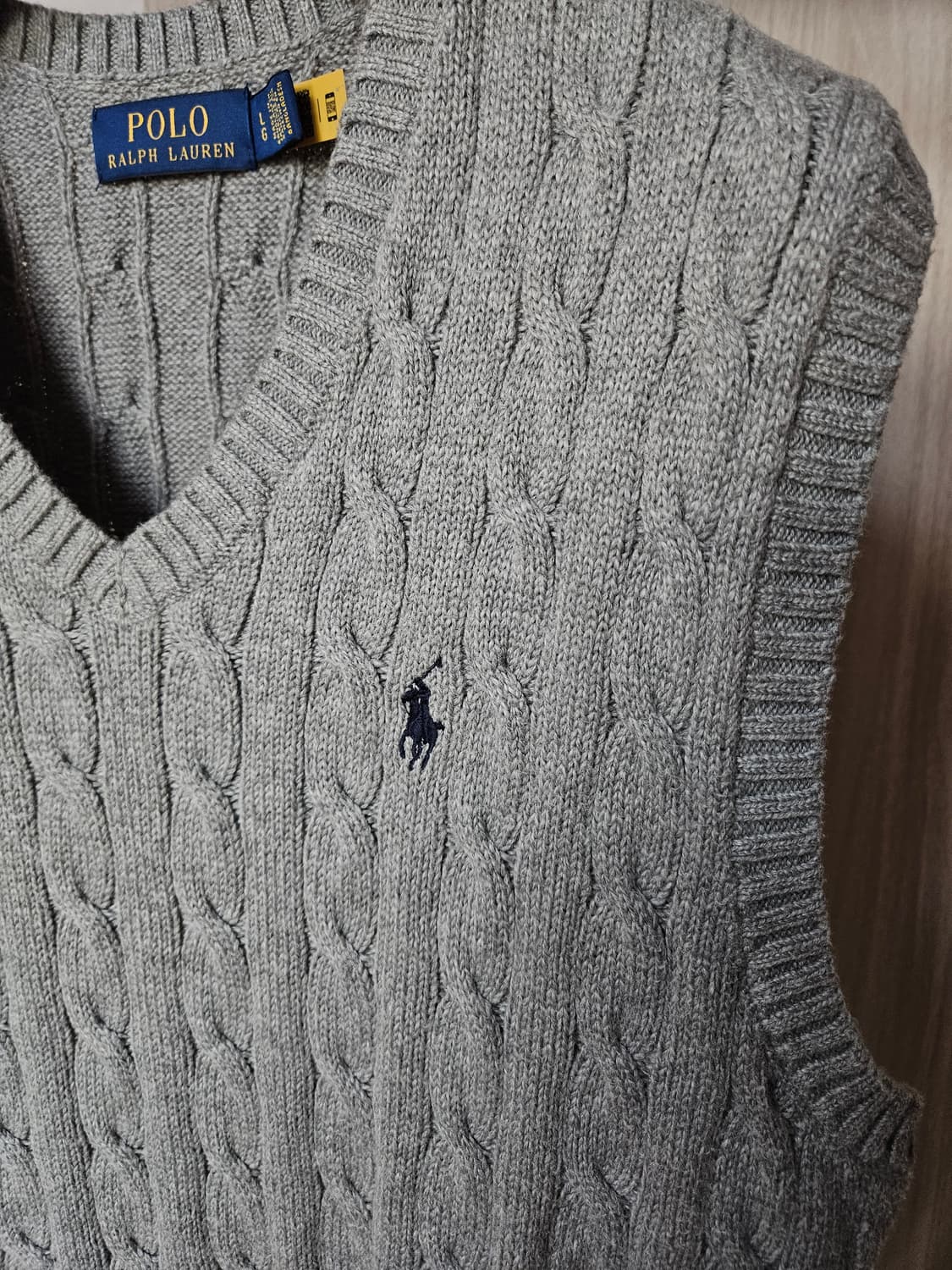 폴로 랄프로렌 24ss 코튼 케이블 니트 베스트 그레이 상품이미지3