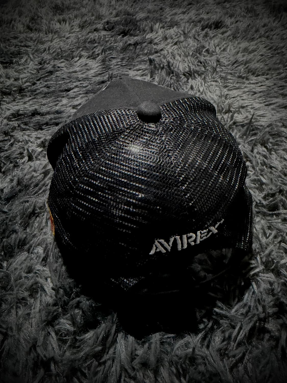 AVIREX 레터링 자수 성조기 패치 블랙 메쉬캡 상품이미지2