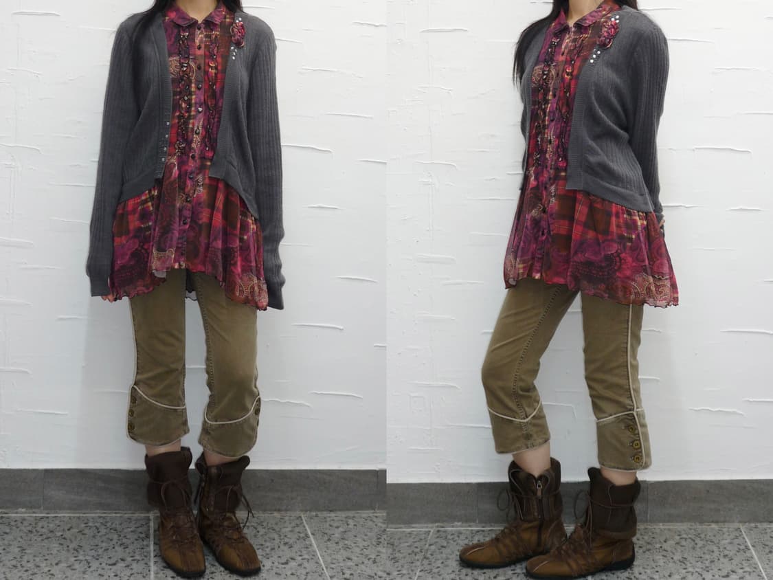 vintage layerd cardigan blouse 상품이미지2