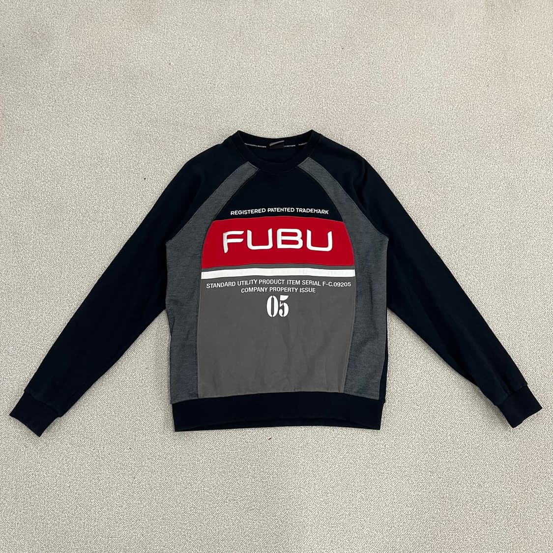 [M] 푸부 올드스쿨 배색 레터링 맨투맨 스웻셔츠 0107M1 상품이미지1