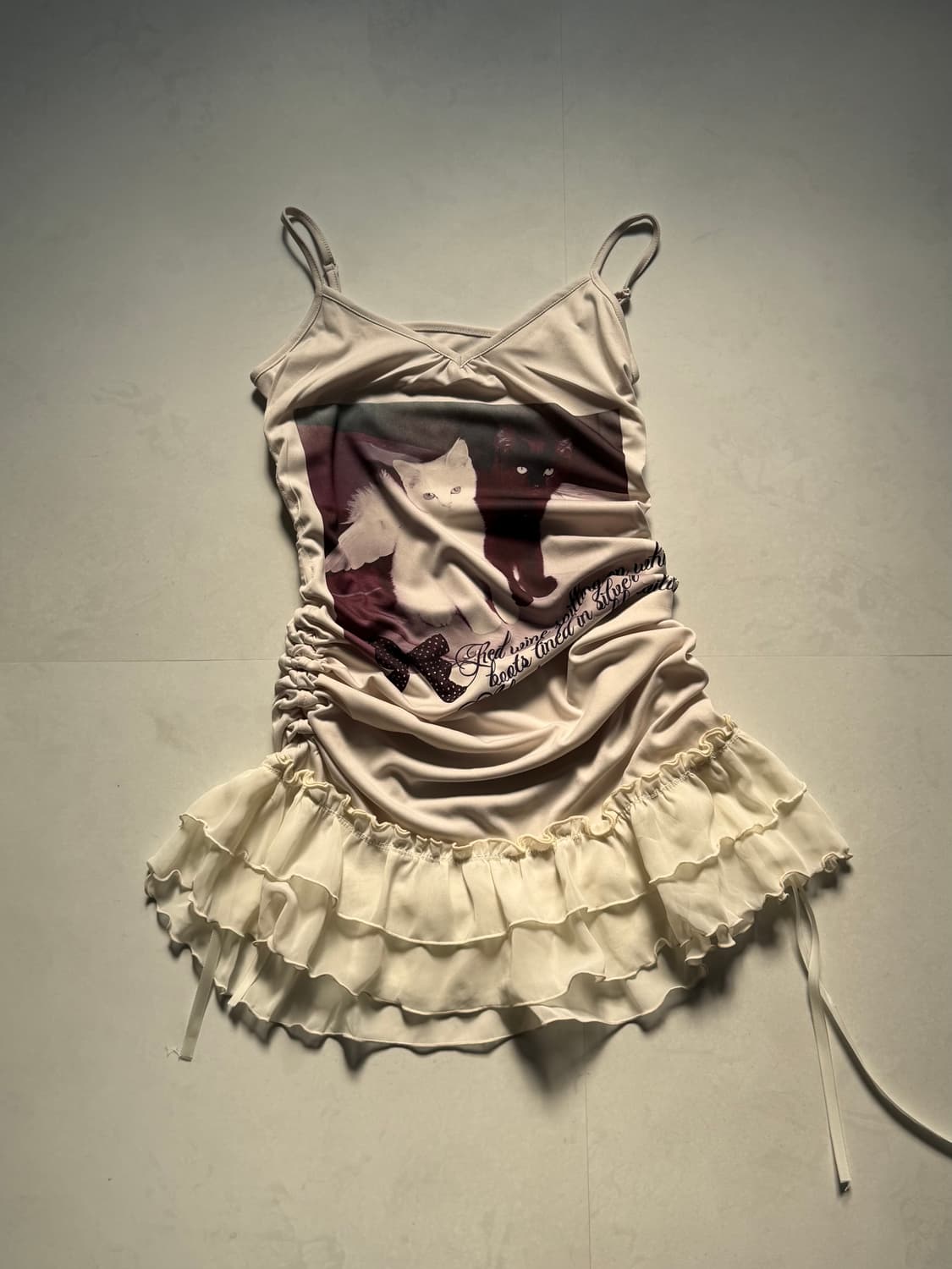 캣 프린팅 셔링 슬립 드레스 상품이미지5