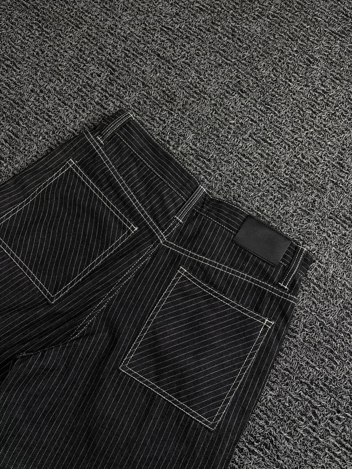 메종미네드 더블니 루즈핏 블랙 히코리 워크 팬츠 1744 상품이미지5