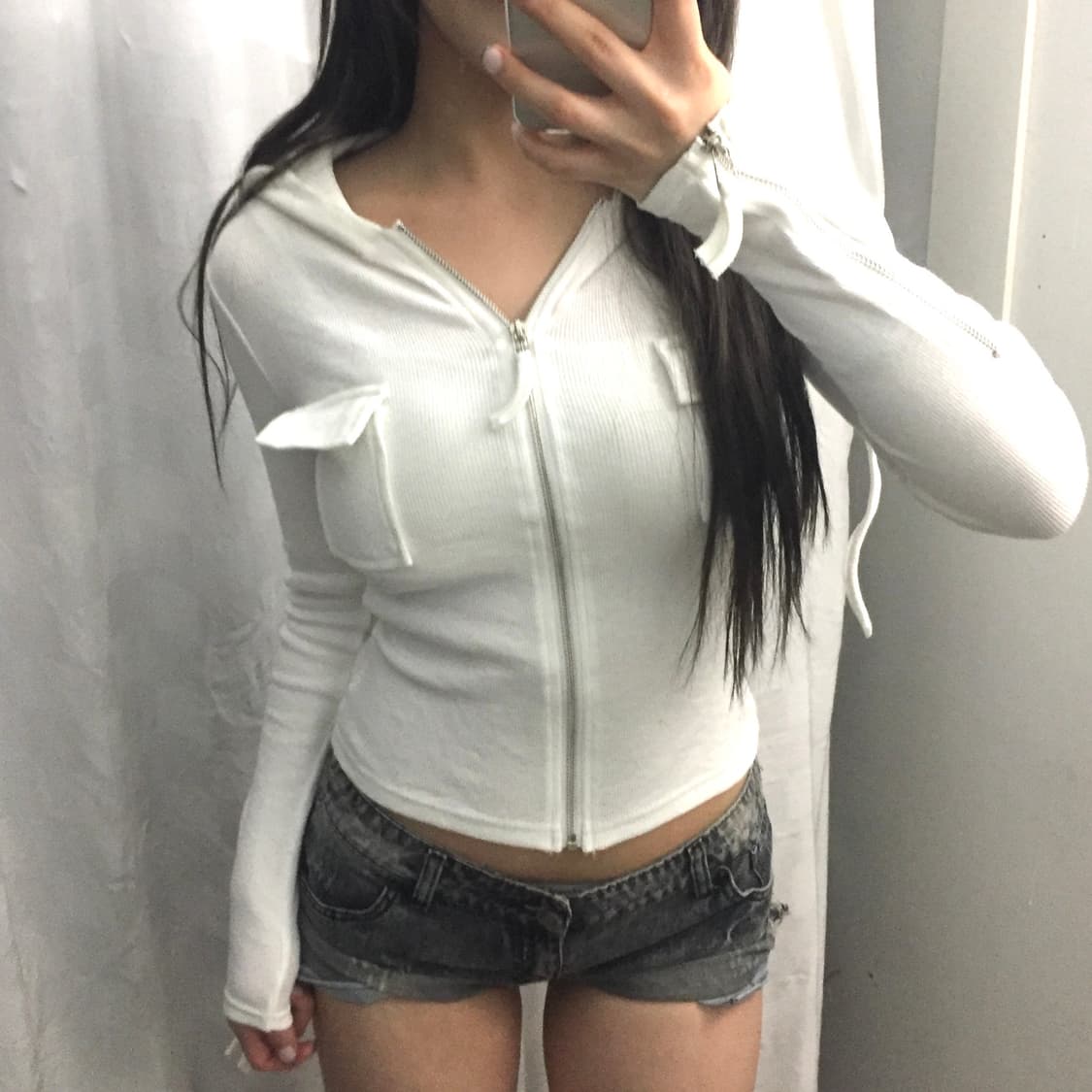 Vintage 고스펑크 갸루 포켓 니트집업 상품이미지2