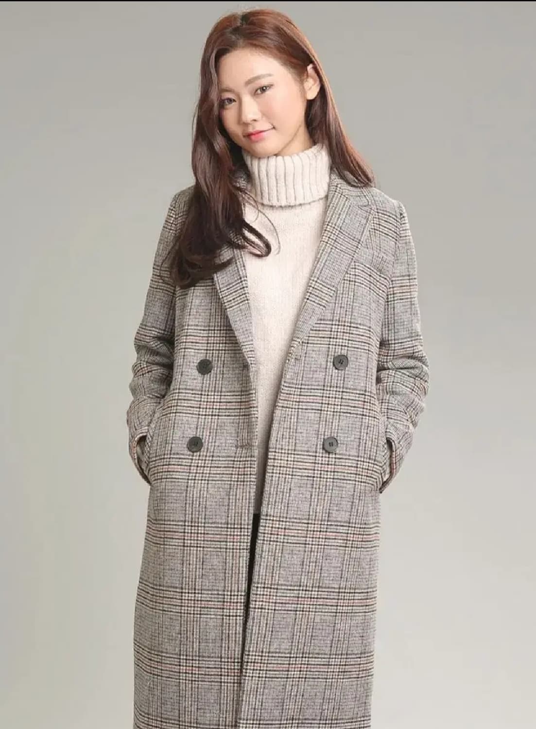 COS 감성 글렌체크 울혼방 롱코트 (로엠 메종드로엠)55~66 상품이미지2