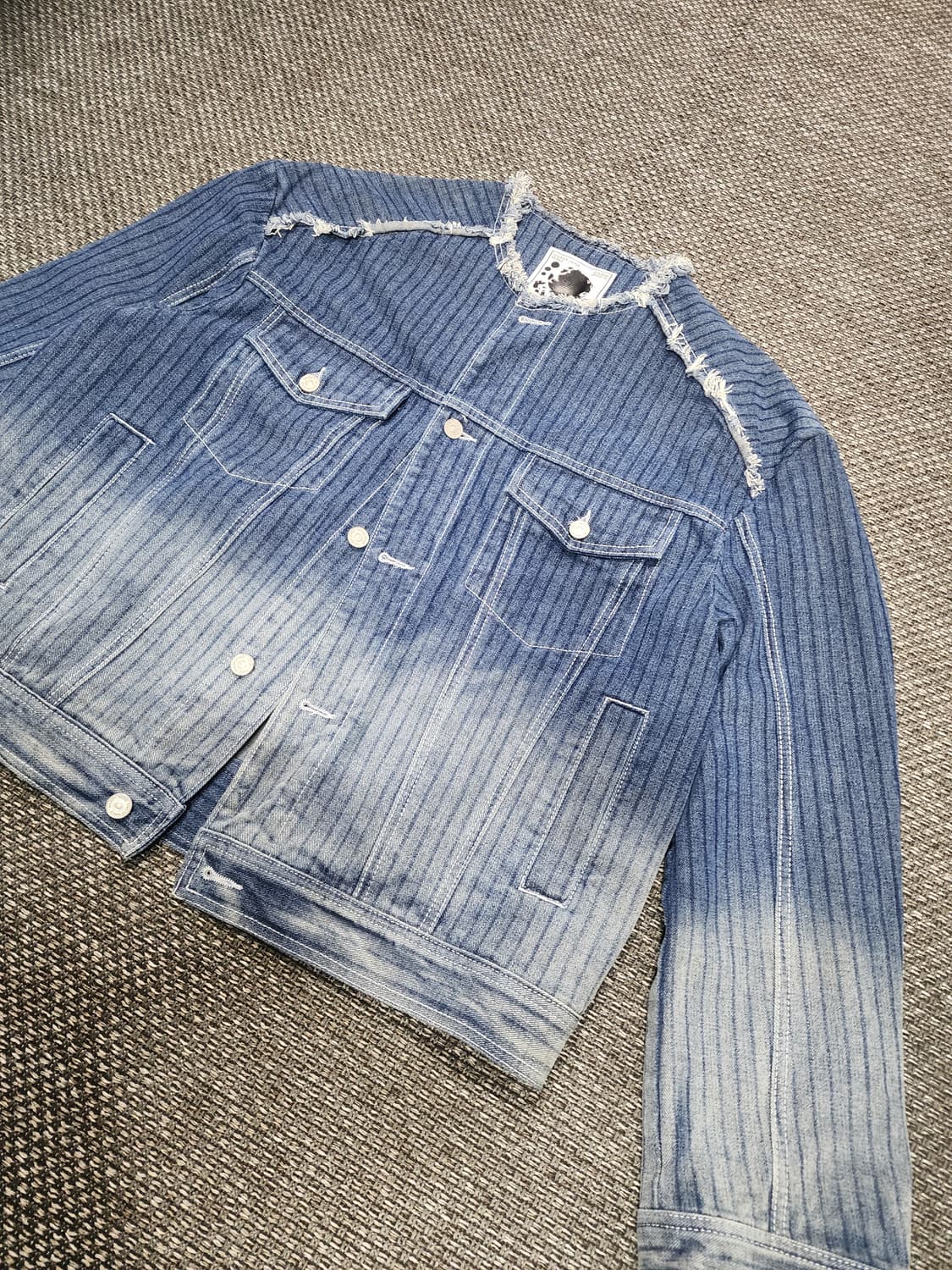 메종미네드 블루 스트라이프 데님 자켓 L 상품이미지5