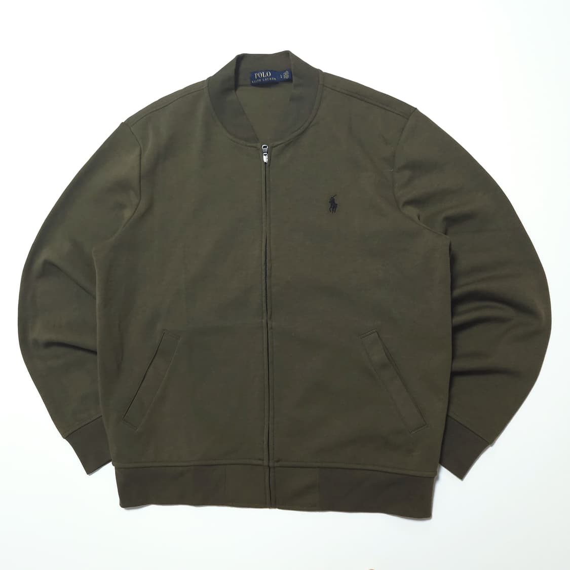 폴로 랄프로렌 코튼 져지 집업 자켓 카키 상품이미지1