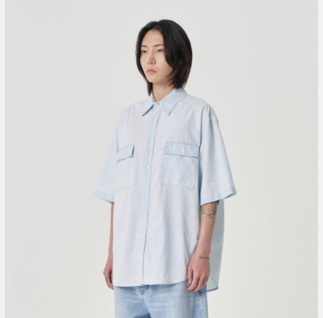 노운 와이드 포켓 데님반팔셔츠 1사이즈 상품이미지1