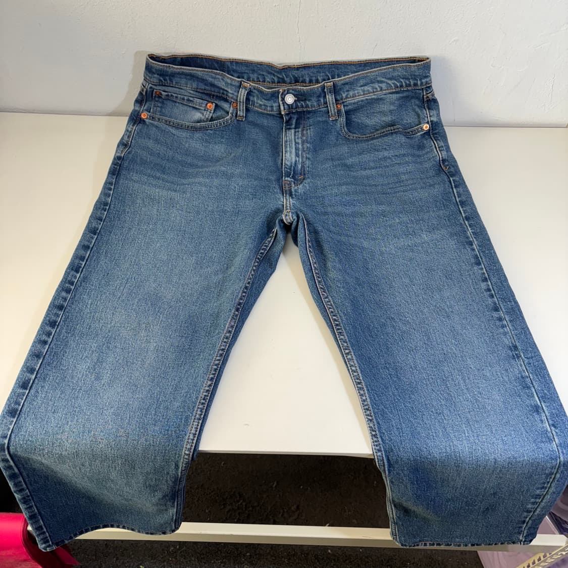 XL 36 리바이스505 레귤러일자핏 연청워시드 데님팬츠 상품이미지5