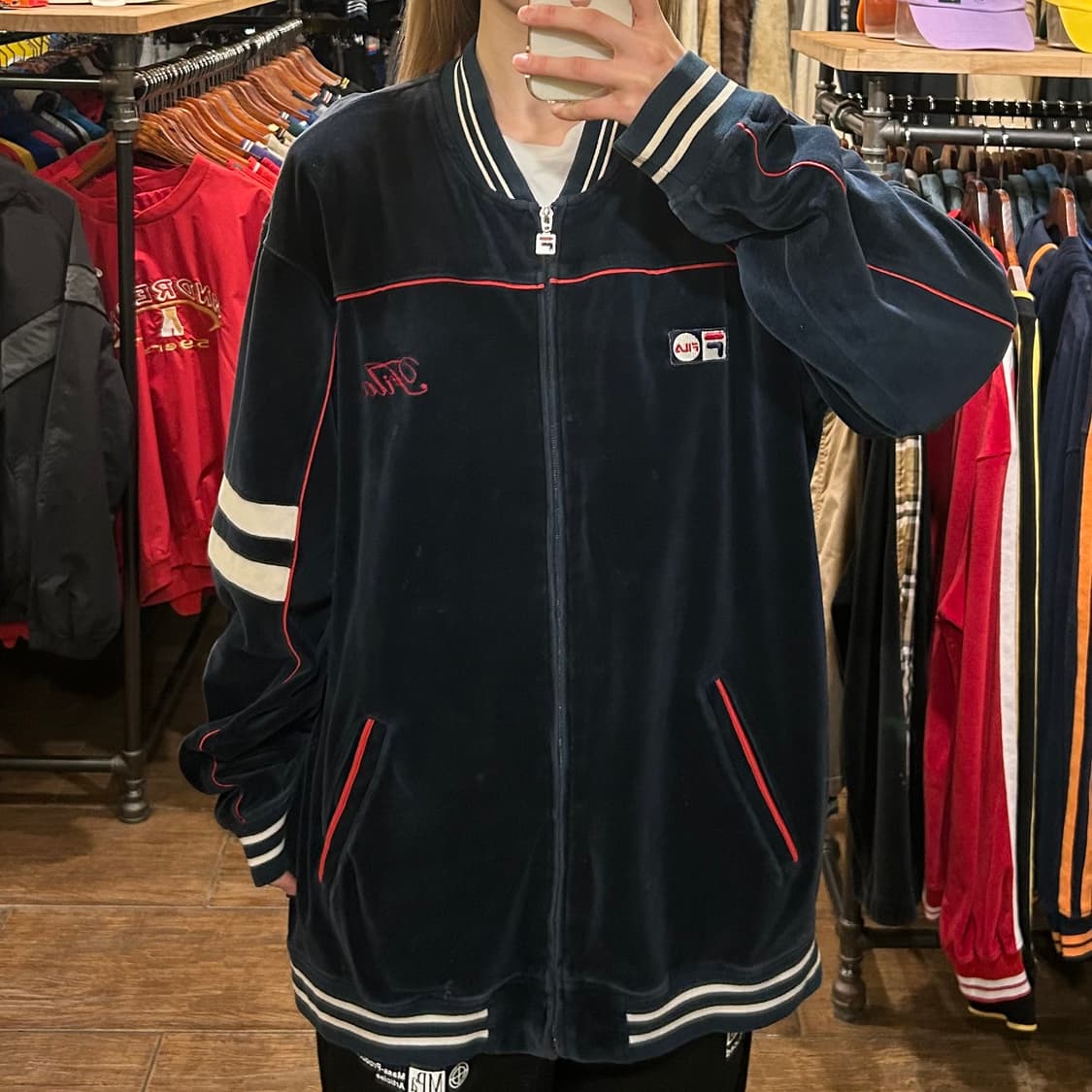 [HI] 휠라 벨벳 져지 네이비 상품이미지1