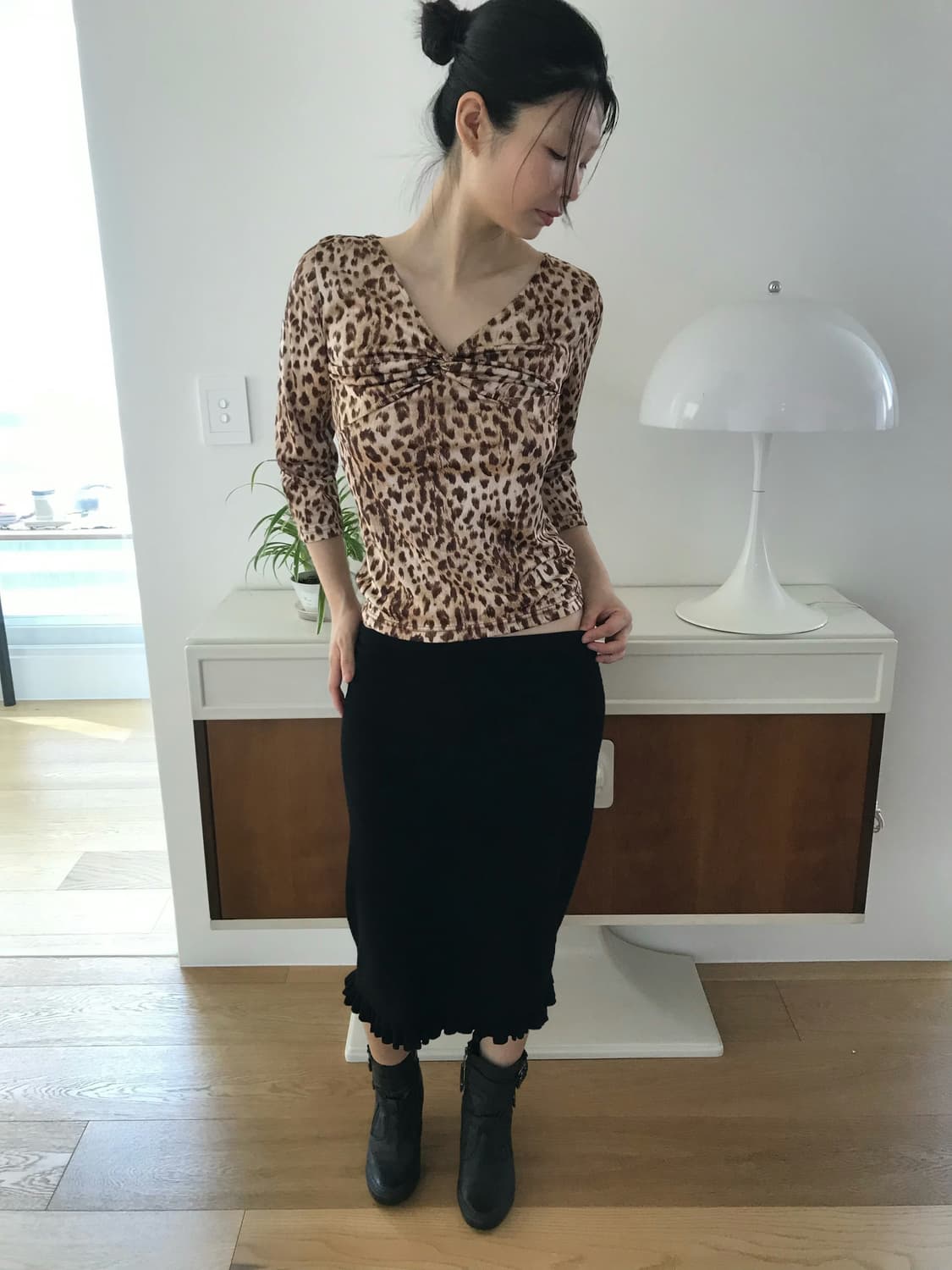 vintage leopard pattern top 상품이미지1