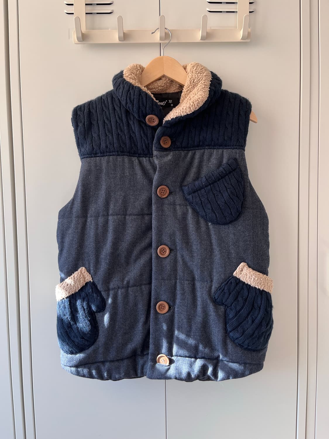 Up start 모리걸 장갑 주머니 니트 조끼 패딩 상품이미지2