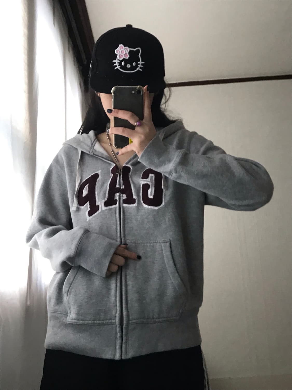 갭 그레이 버건디 후드집업 상품이미지6