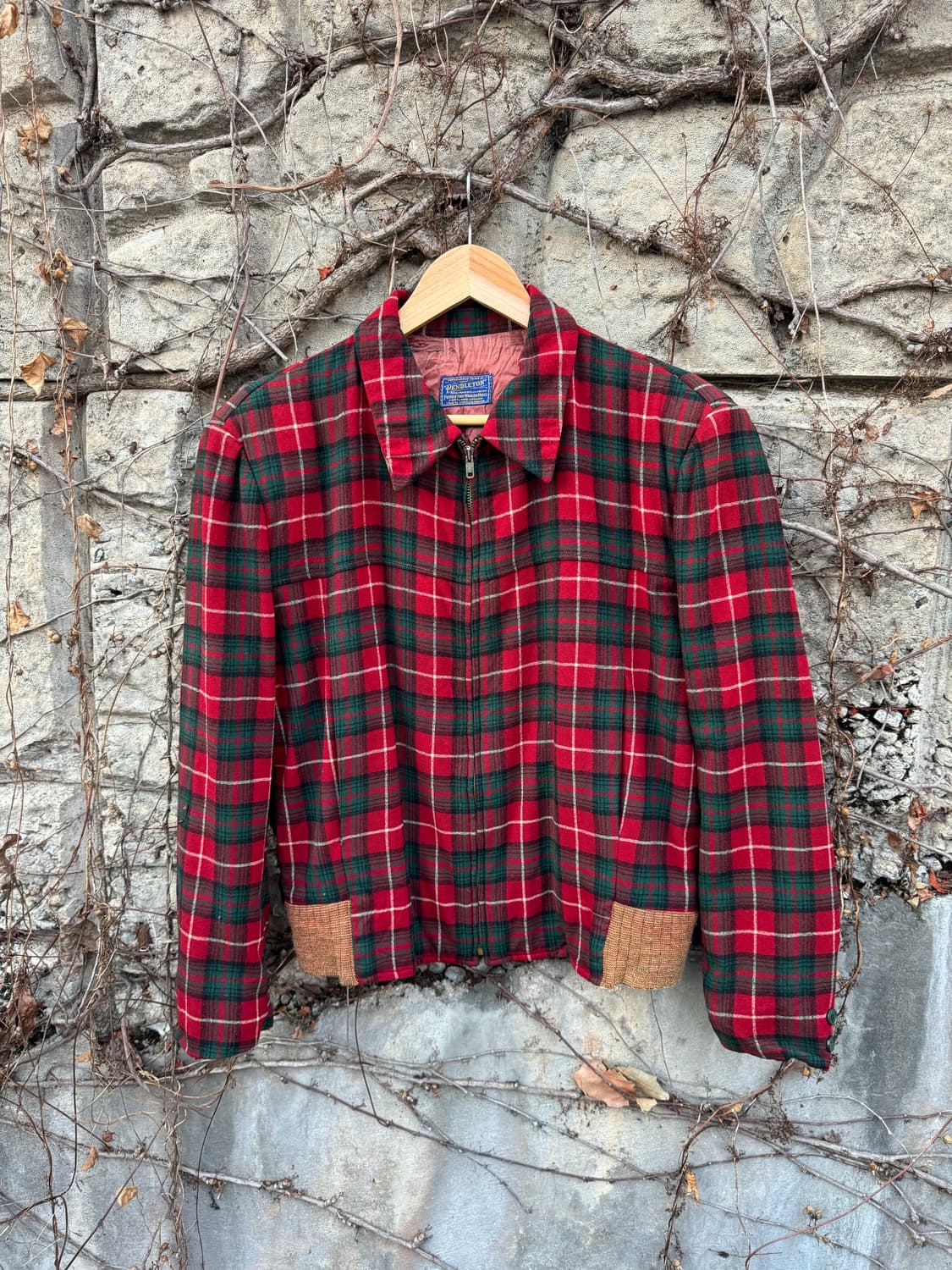 40s 펜들턴 슈퍼 빈티지 체크 울 블루종 자켓 상품이미지1