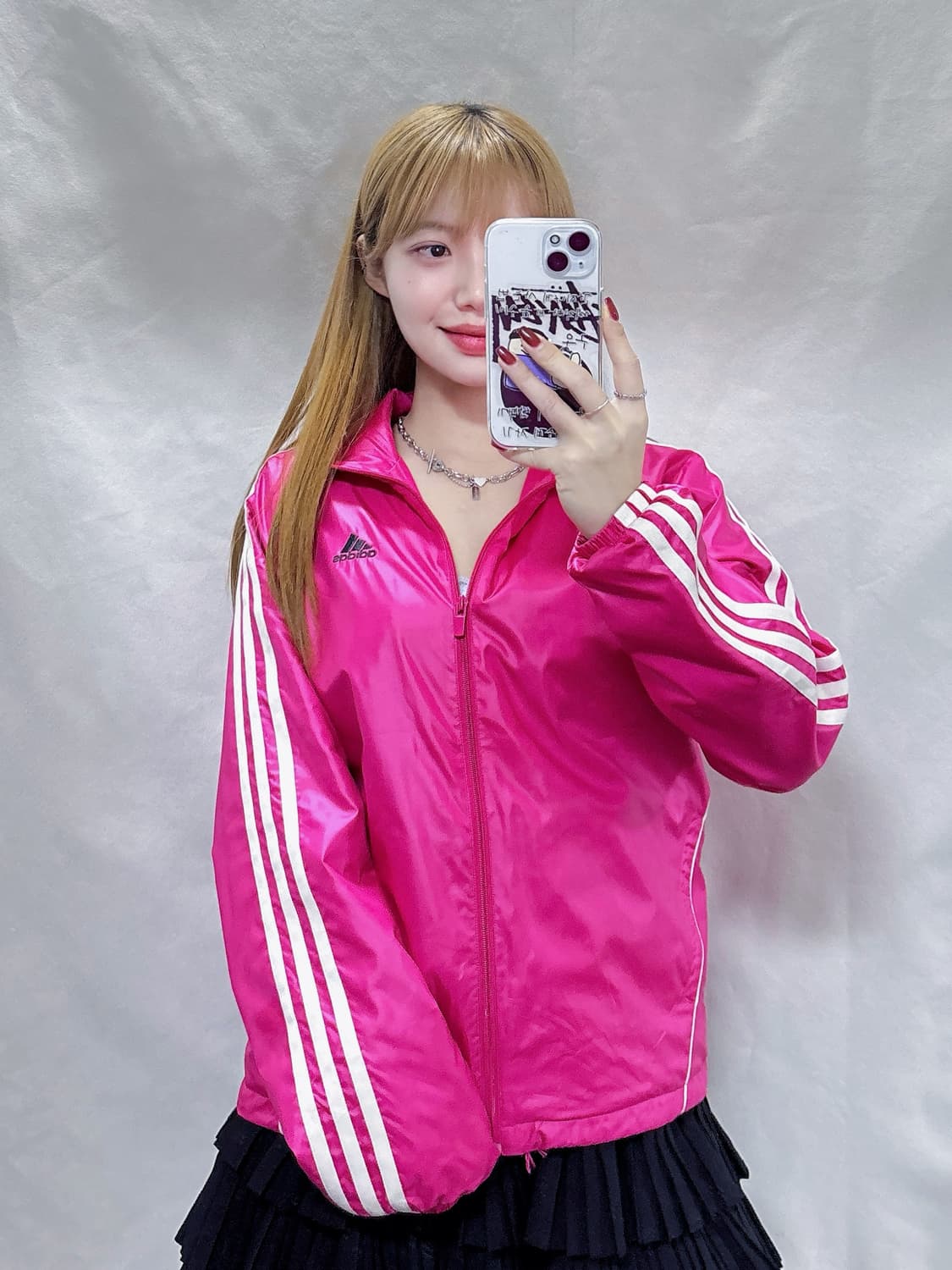 아디다스 핫핑크 삼선 바람막이  상품이미지1