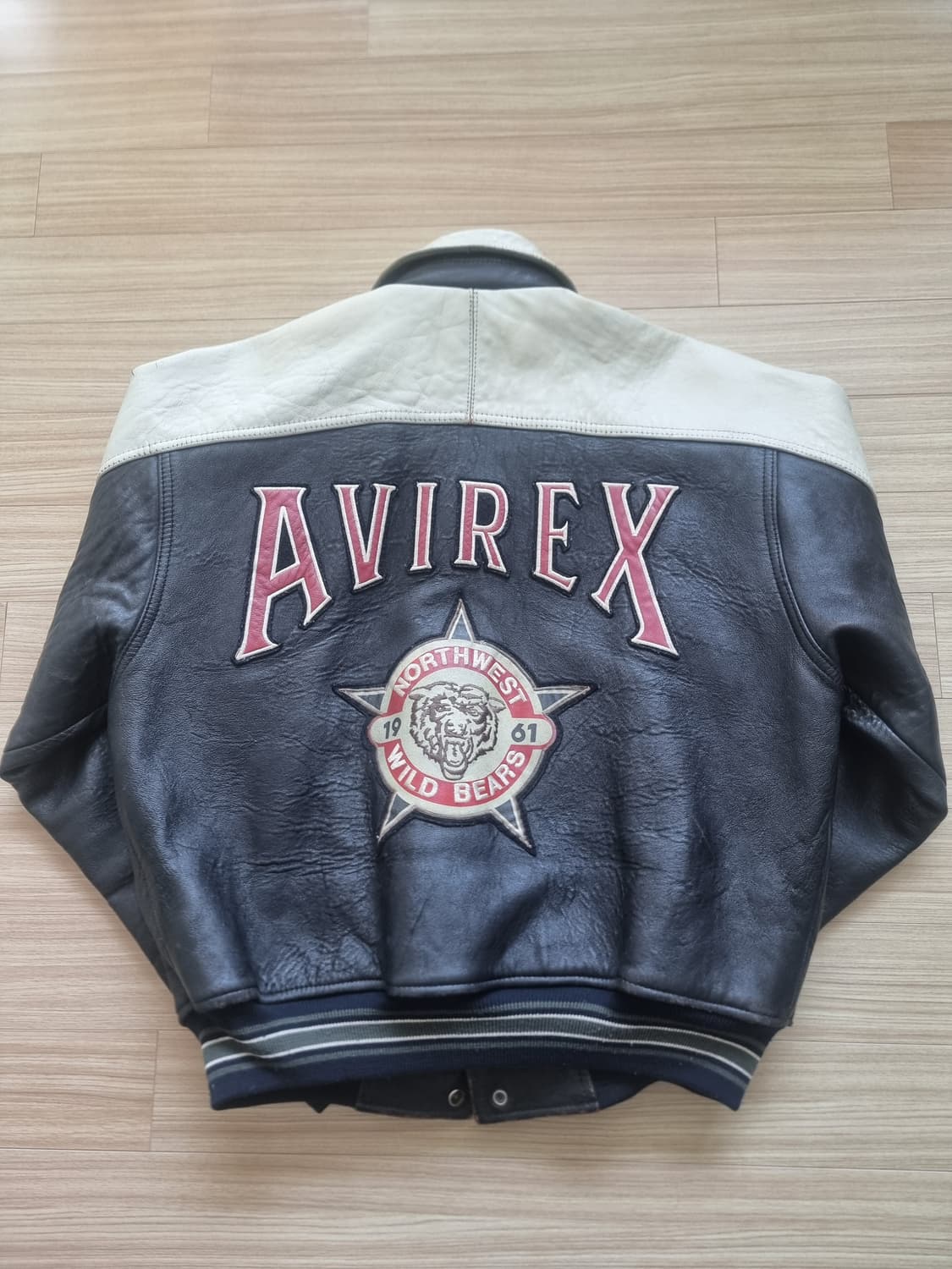 90~00s 아비렉스 와일드베어 레더 바시티 자켓 상품이미지1