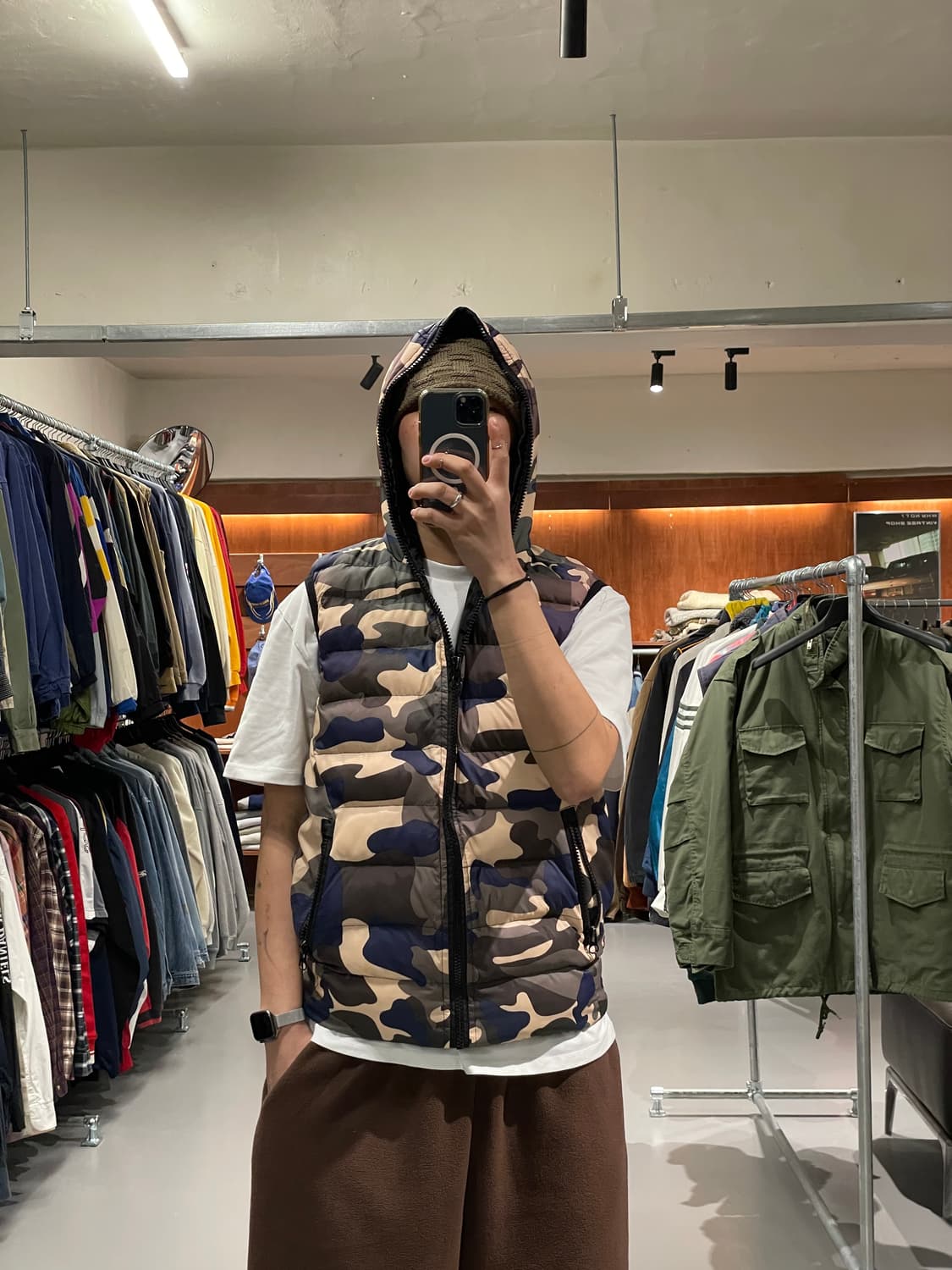 빈티지 카모플라주 패딩 조끼 상품이미지2