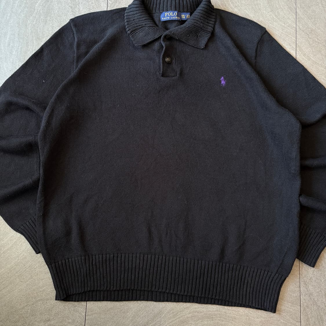폴로 정품 최신라벨 블랙 해비 코튼 집업 니트 상품이미지4