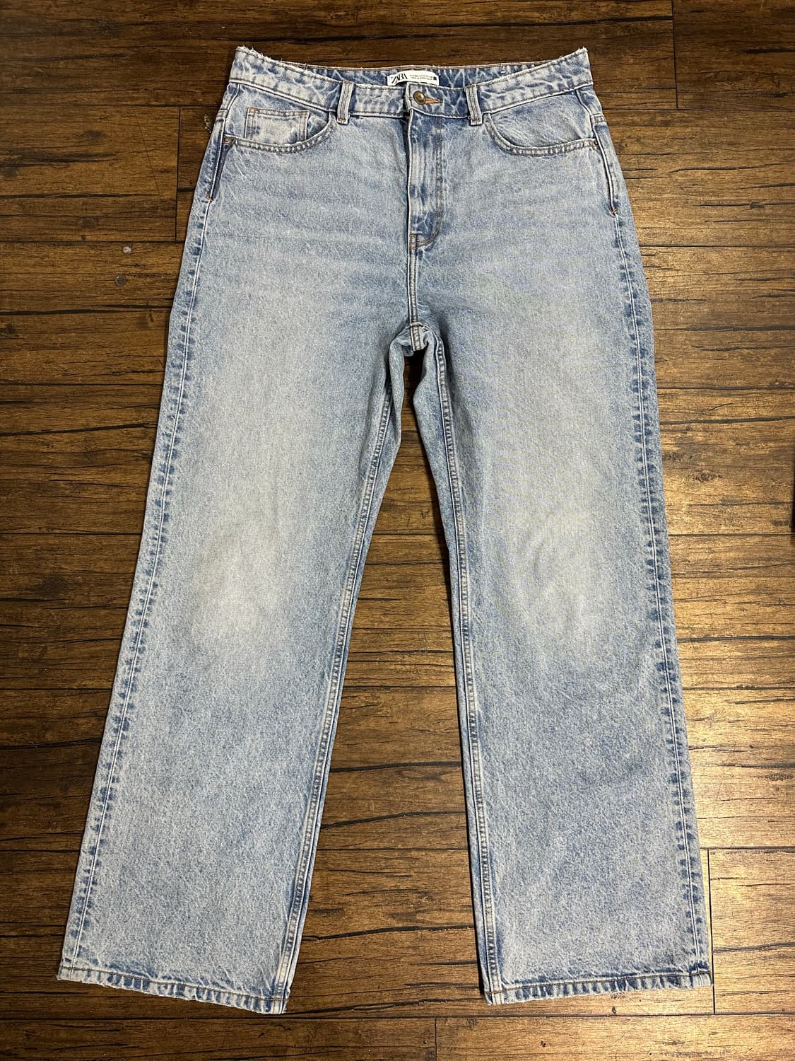 자라 ZARA 연청 데님 팬츠 허리34 세미와이드핏 워싱 청바지 상품이미지1