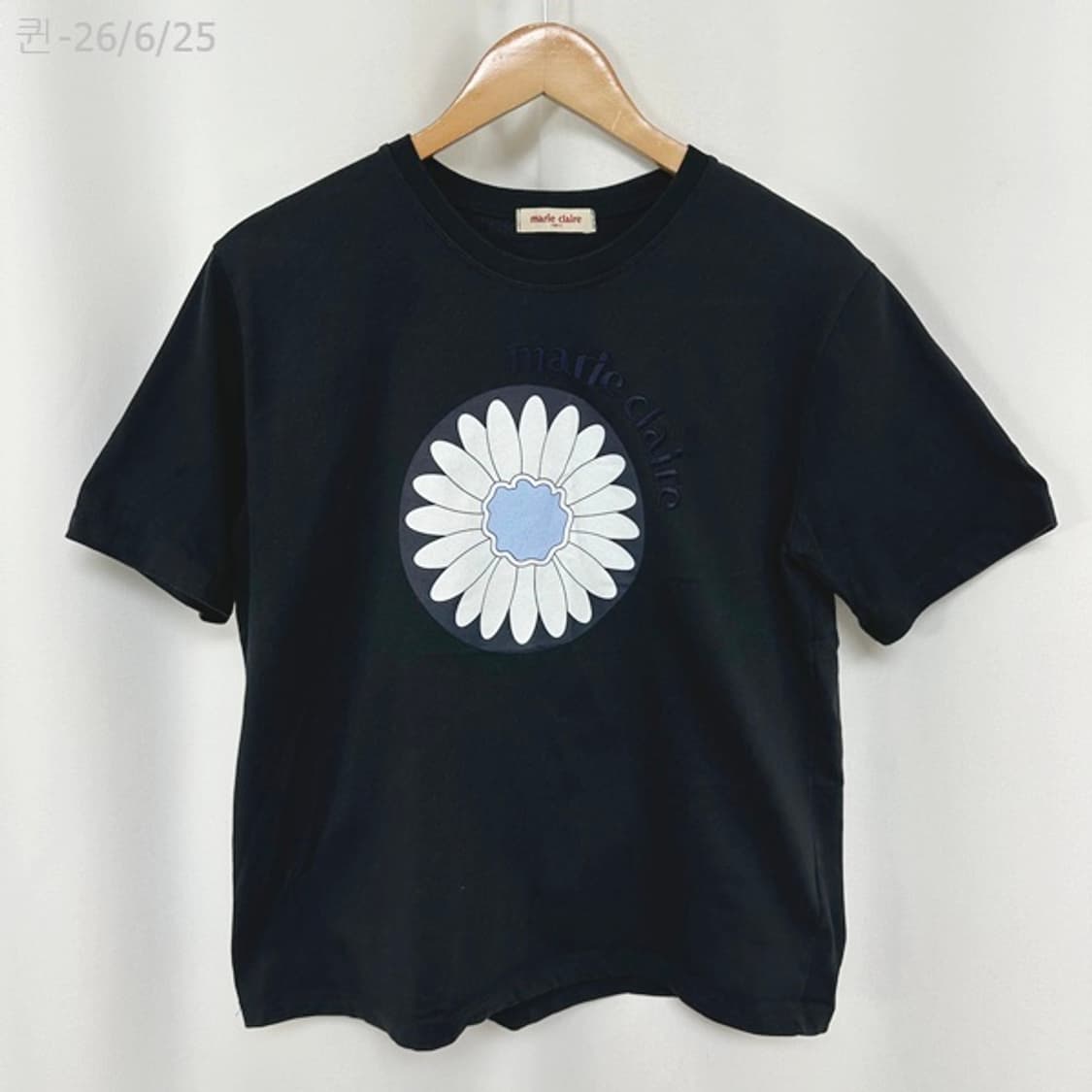 마리끌레르 여자 면 반팔티 검정 40 (44-66추천) 상품이미지1