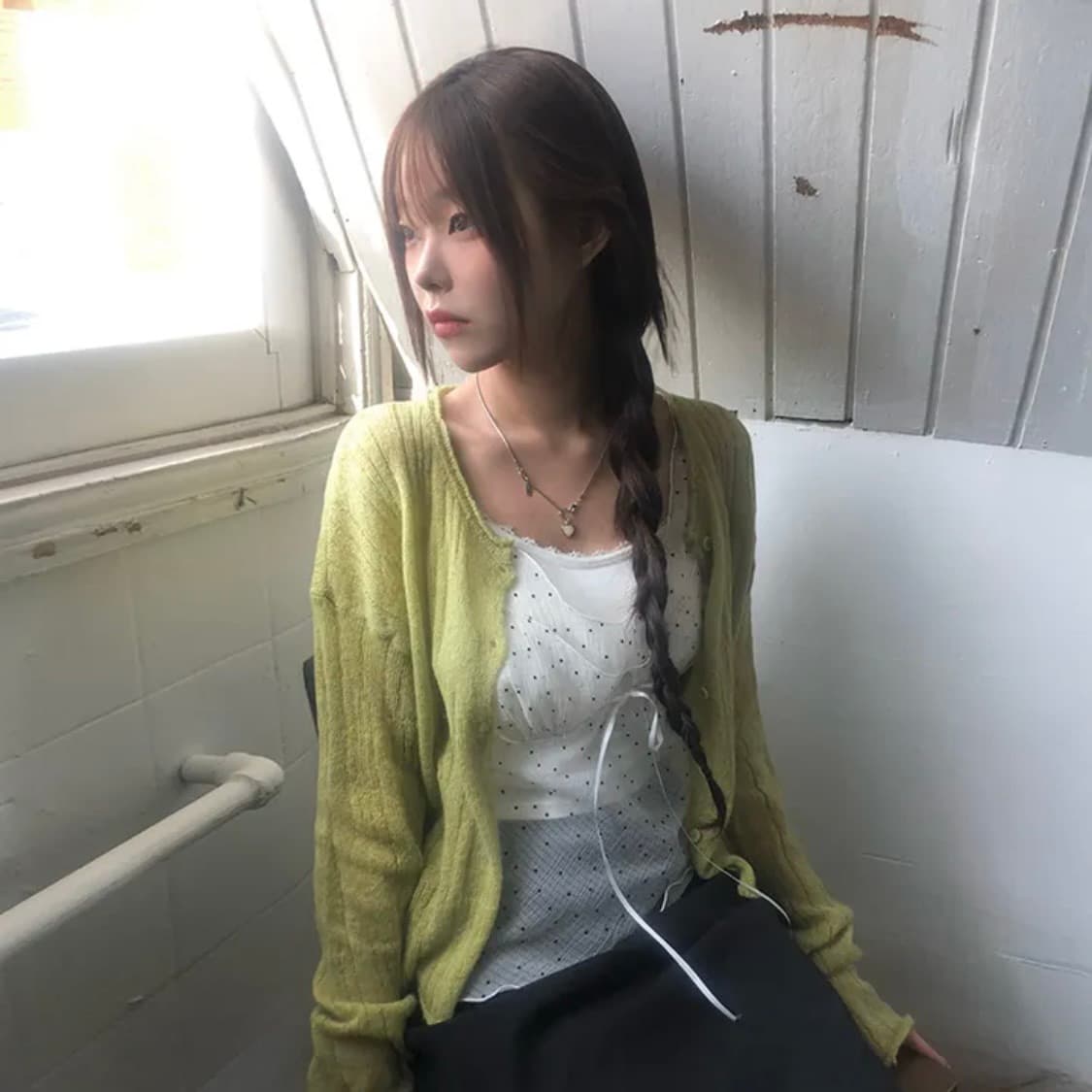 애니원모어 그론 여리 스크래치 울 시스루 니트 가디건 상품이미지2