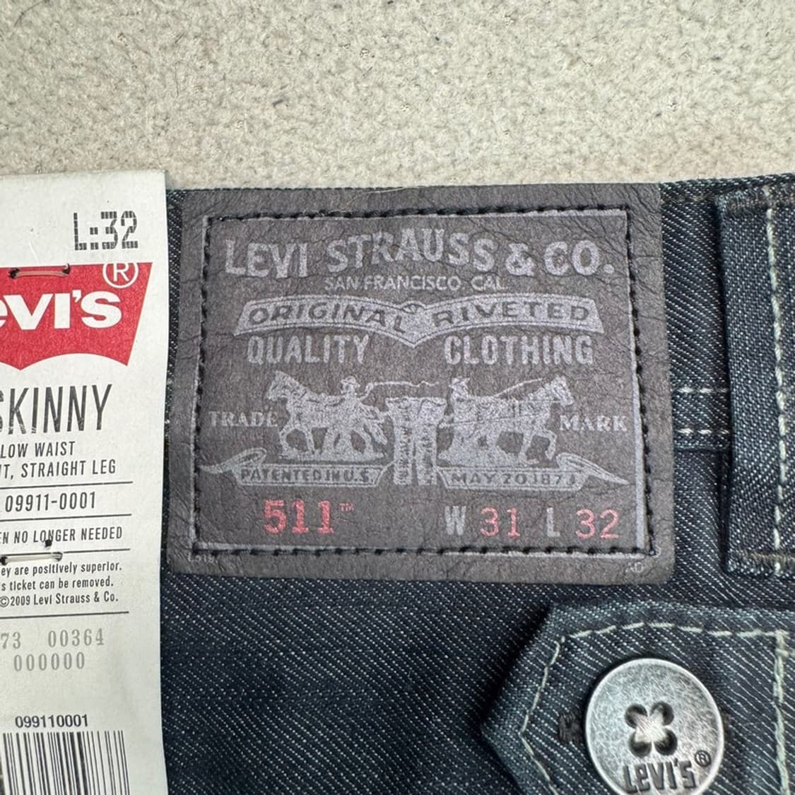 새상품 LEVI'S 511 스키니 데님팬츠 W 31 L 32 상품이미지5
