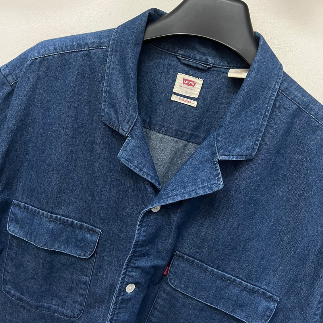 리바이스 오버사이즈 오픈 카라 데님 반팔 셔츠 L 상품이미지3