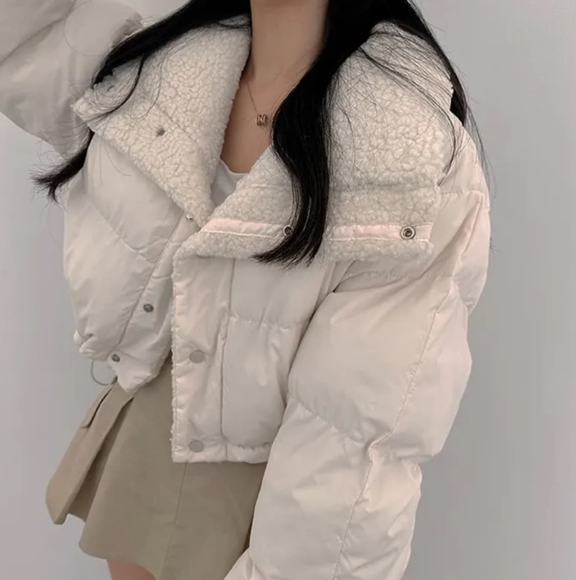 양털 뽀글 크롭패딩 상품이미지1