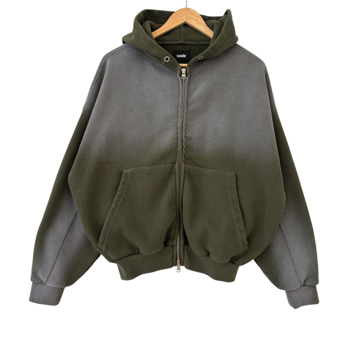 스웨이드 워시드 써멀 후드 집업 상품이미지1