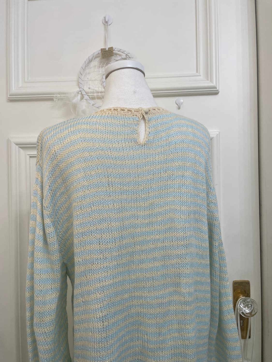 mint yellow stripe basic cute sweater 상품이미지4