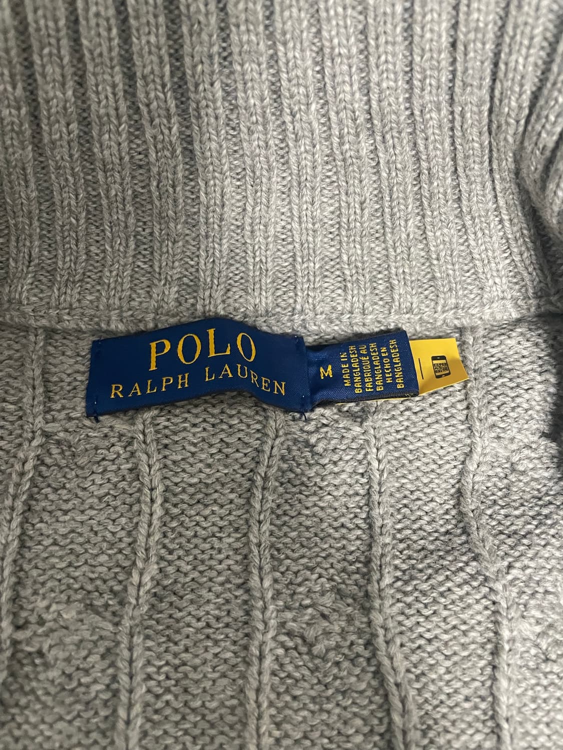 폴로 케이블 니트 집업 그레이 M 상품이미지5