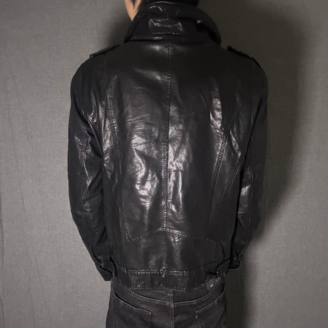 high neck lamb skin pocket jacket 상품이미지6