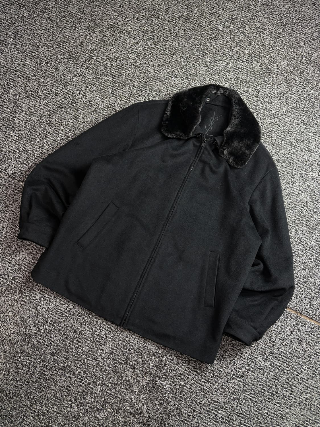 90s 입생로랑 아카이브 자수로고 캐시미어 발마칸 하프 코트 2587 상품이미지1